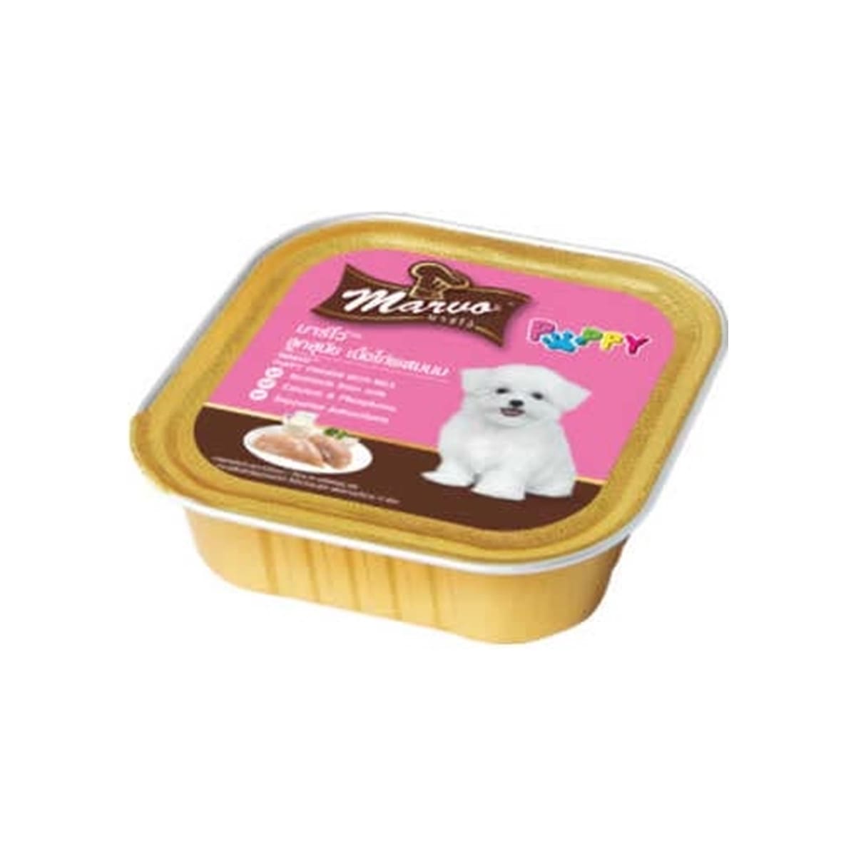 Marvo มาร์โว่ อาหารหมาแบบเปียกถาด สูตรไก่และนม สำหรับลูกสุนัขทุกสายพันธุ์ 85 g