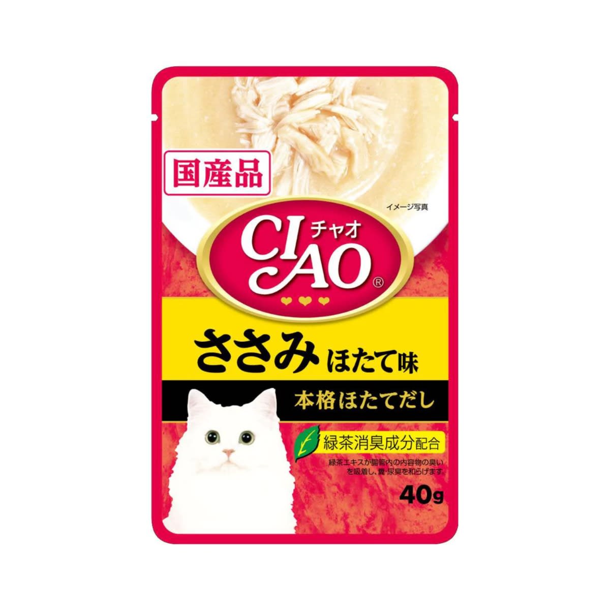 Ciao เชาว์ อาหารเปียก แบบเพ้าช์ สำหรับแมว สูตรเนื้อสันในไก่ รสหอยเชลล์ 40 g_2