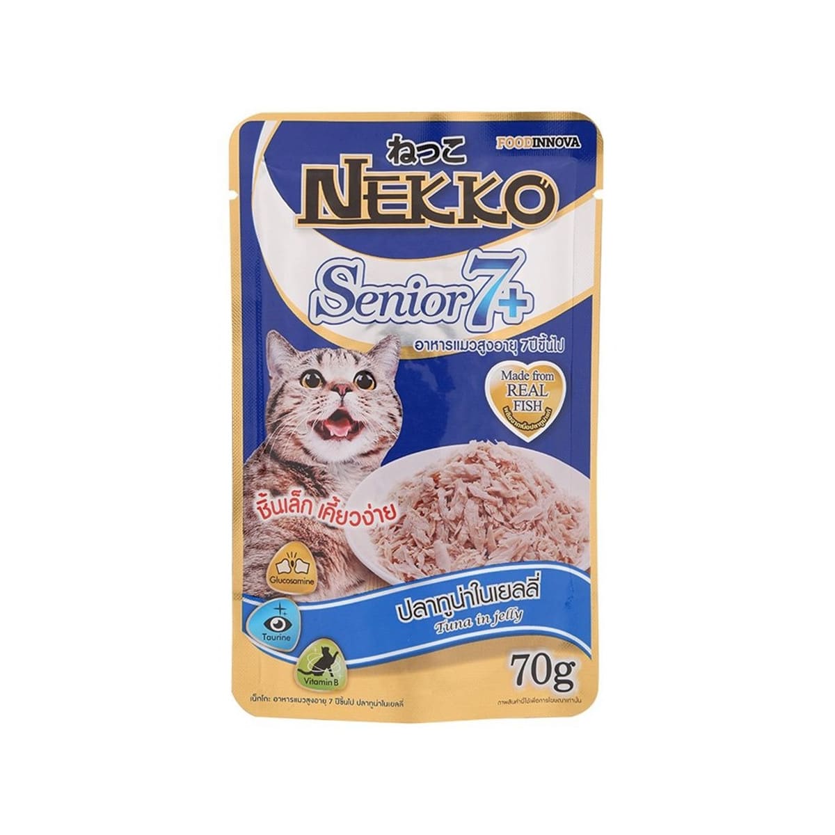 Nekko Senior 7+ อาหารเปียก สำหรับแมว รสปลาทูน่าในเยลลี่ 70 g_1