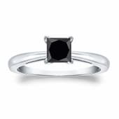 0.25 ct. t.w. Black-AAA Princess Cut Black Diamond Solitaire Ring