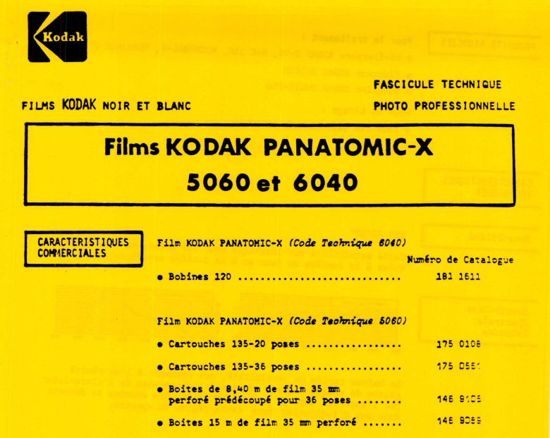 Pellicule Kodak Panatomic-X
