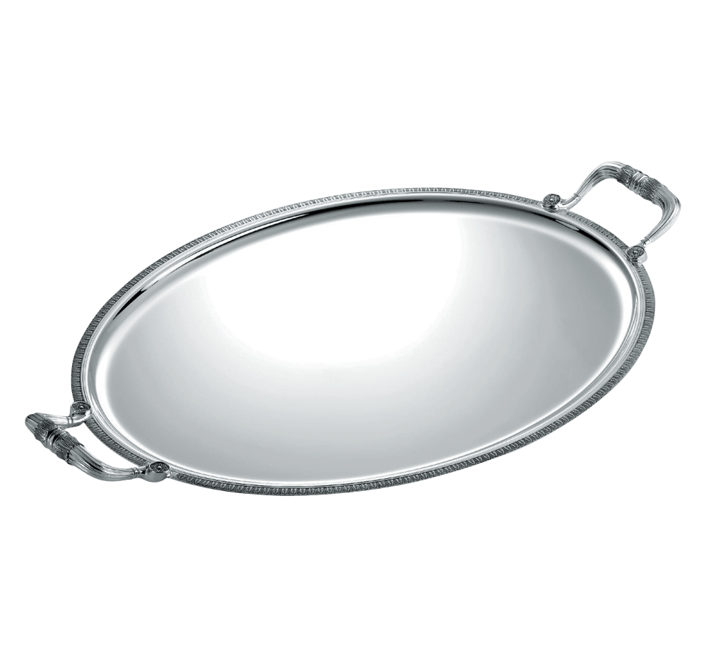 Silver Plated Oval Serving Tray With Handles Malmaison Christofle