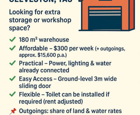 Factory, Warehouse & Industrial commercial property for lease at Unit 7/11 School Rd Geeveston TAS 7116