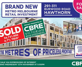 Shop & Retail commercial property sold at 291 - 311 Burwood Road Hawthorn VIC 3122