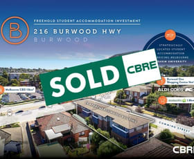 Development / Land commercial property sold at 216 Burwood Highway Burwood VIC 3125