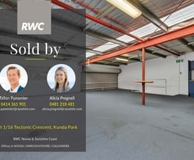 Factory, Warehouse & Industrial commercial property sold at Unit 1/16 Tectonic Crescent Kunda Park QLD 4556