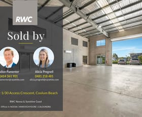 Factory, Warehouse & Industrial commercial property sold at Unit 1/30 Access Crescent Coolum Beach QLD 4573