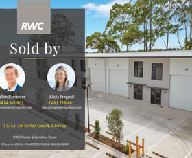 Factory, Warehouse & Industrial commercial property sold at Unit 13/1A-1B Taylor Court Cooroy QLD 4563