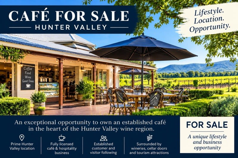 Live the Hunter Valley Lifestyle  Established Licensed Café Business For Sale
