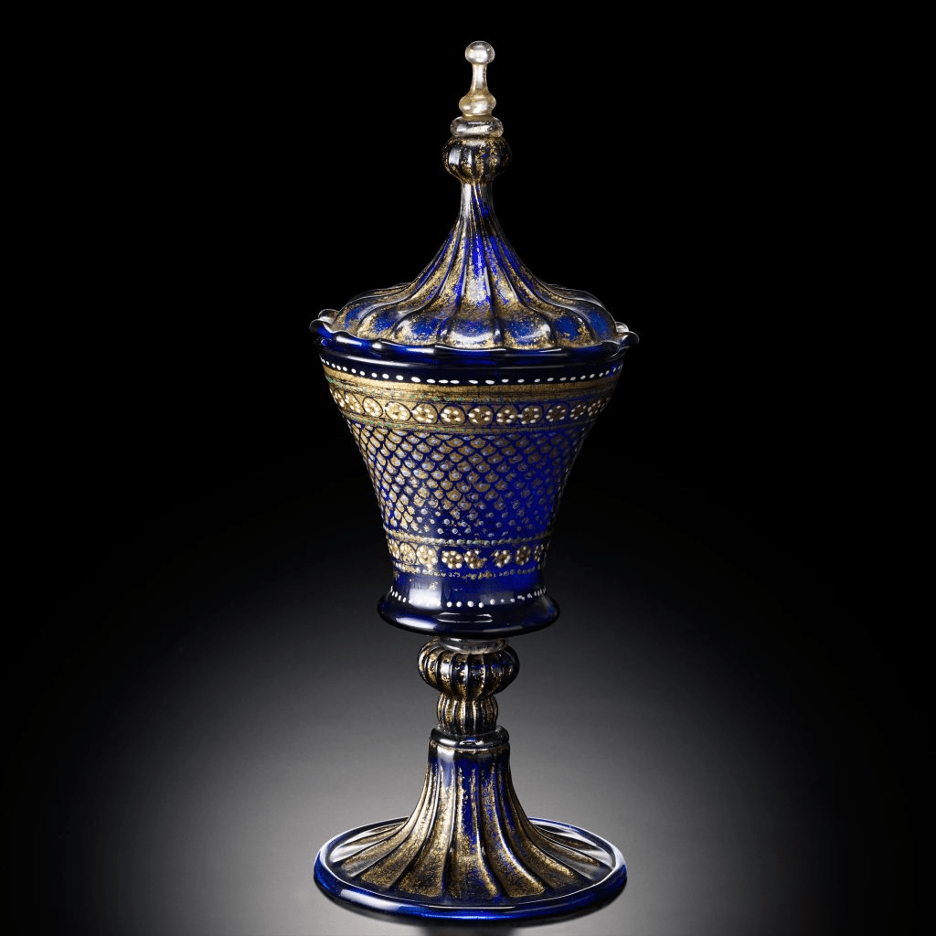 Goblet and Lid Enameled with Flower Pattern