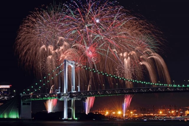 Collaboration of Overwhelmingly Powerful Giant Fireworks and Beautiful Scenery