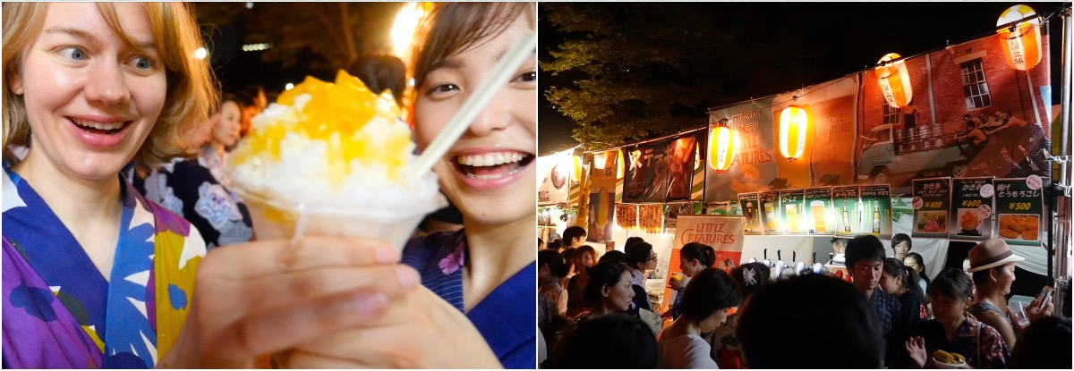 Various Food Stalls Offering Exquisite Foods Unique to Japanese Summer Festivals