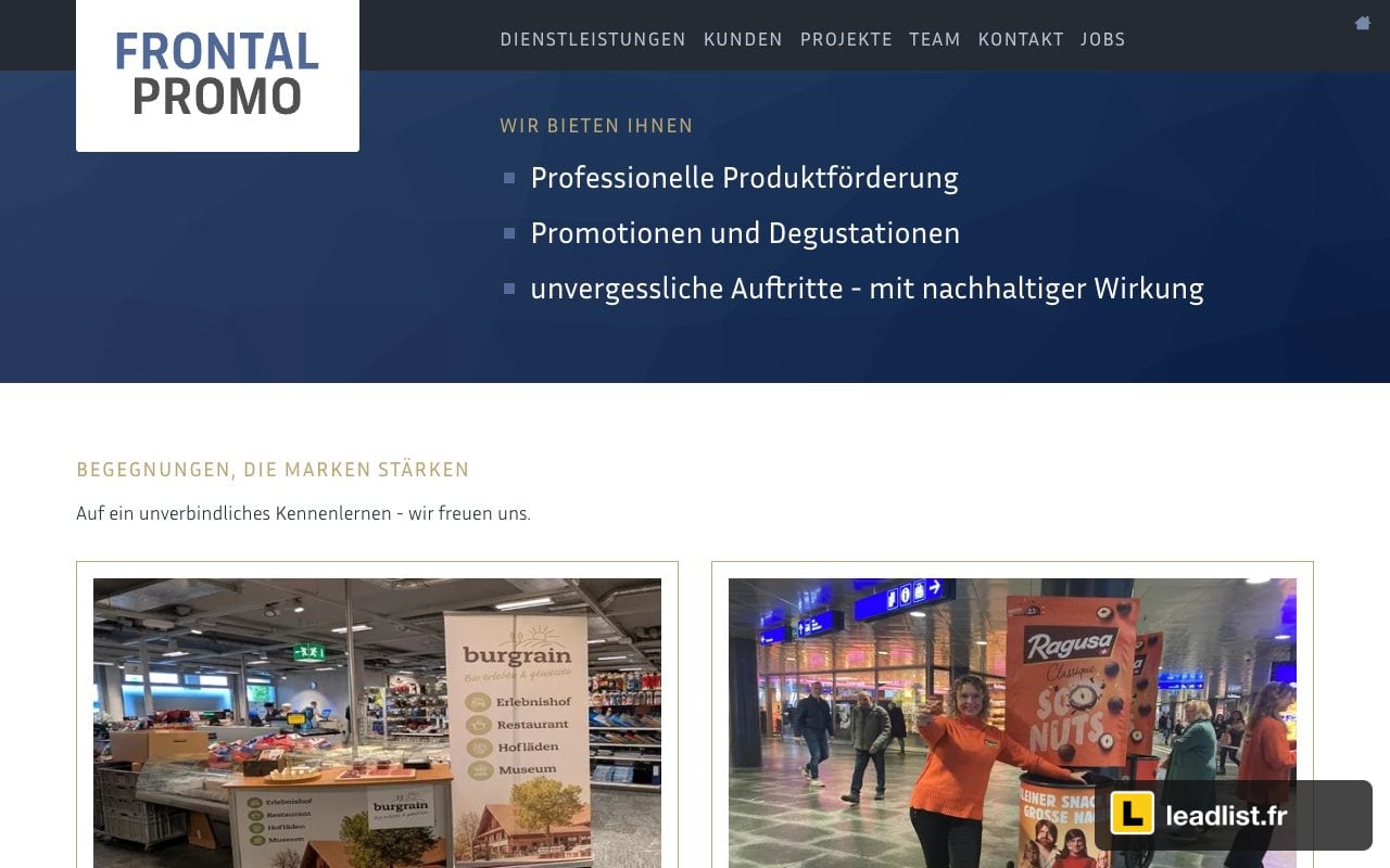 Page d'accueil du site de Frontal-Promo