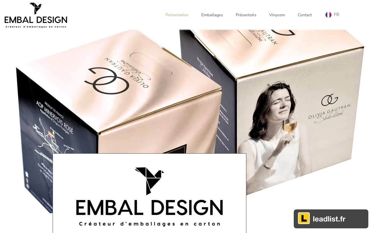 Page d'accueil du site de Embal Design