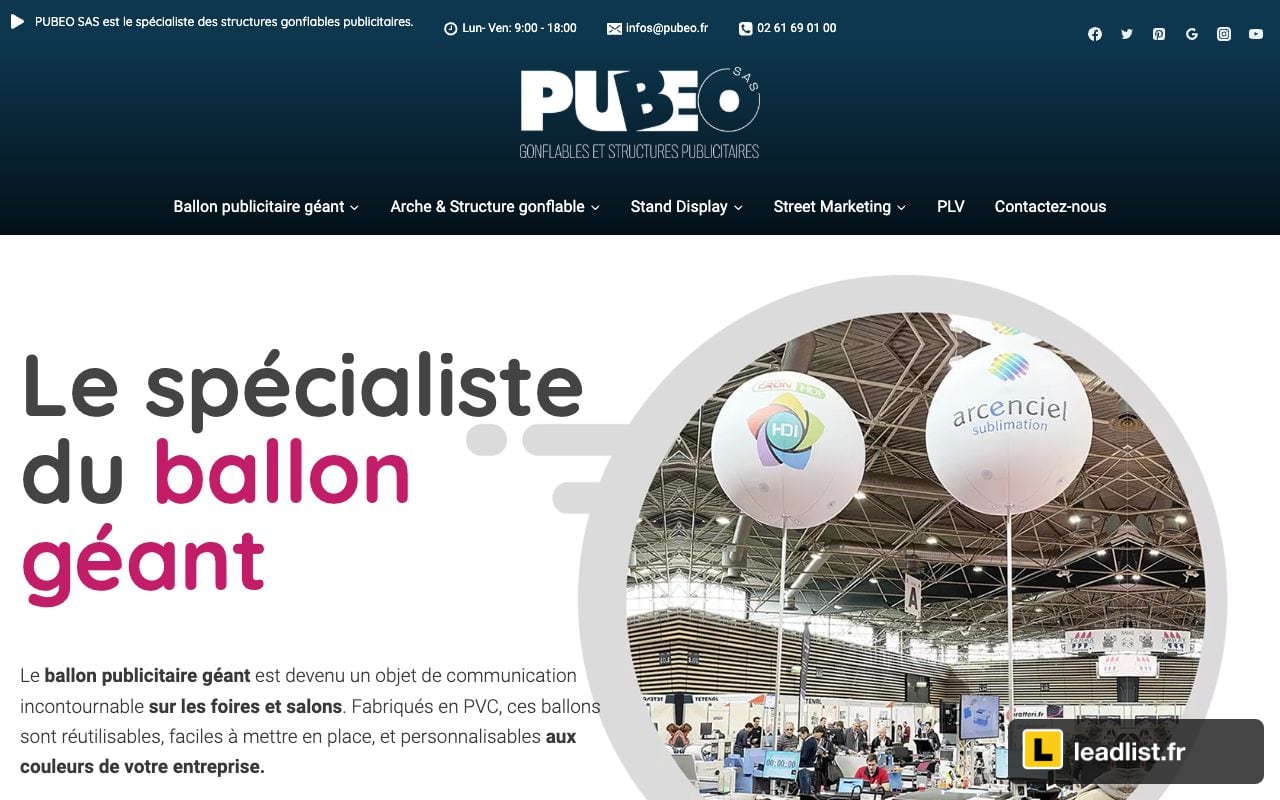 Page d'accueil du site de Pubeo