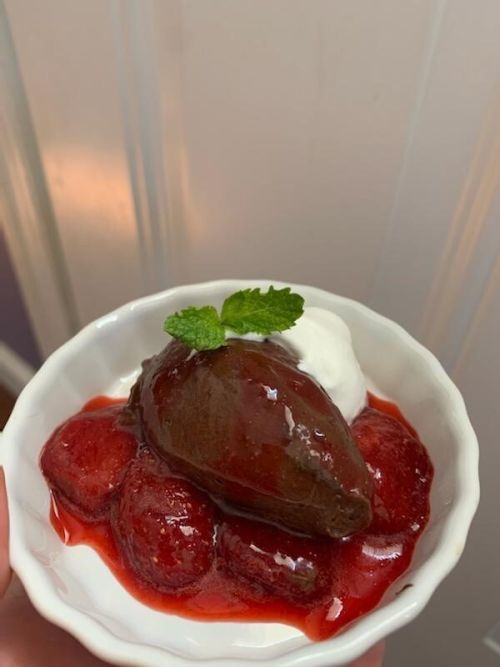 Chocolate Avocado Mousse with Strawberry Compote