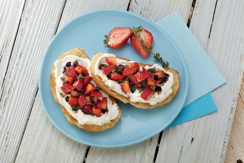 Strawberry and Olive Bruschetta with Goat Cheese