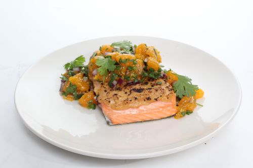 Miso Glazed Salmon Topped with Mandarin Orange Salsa