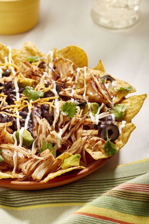 Jackfruit and Bean Chimichanga Nachos