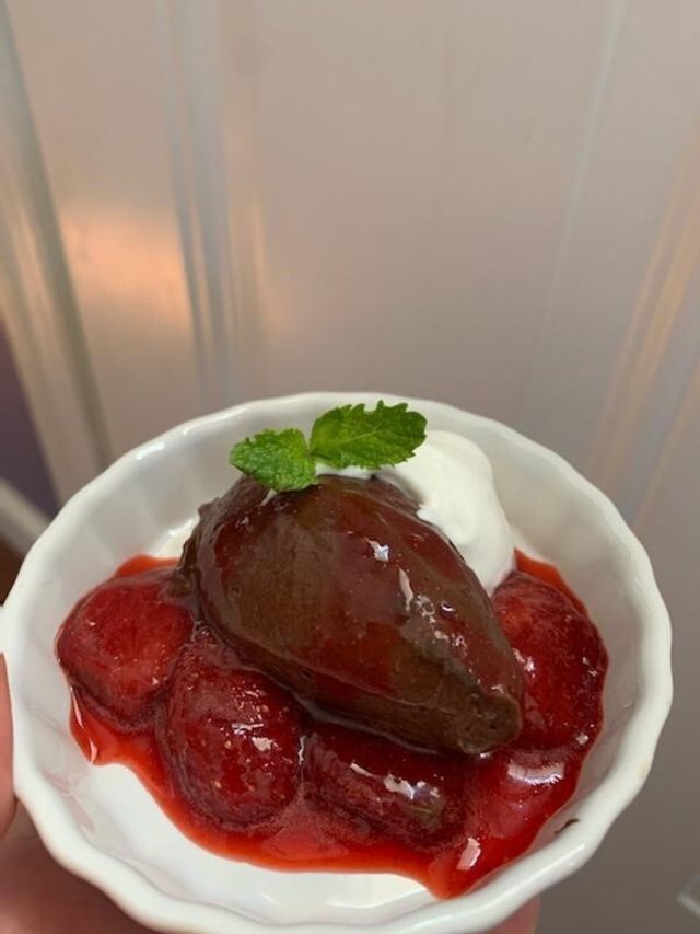 Chocolate Avocado Mousse with Strawberry Compote