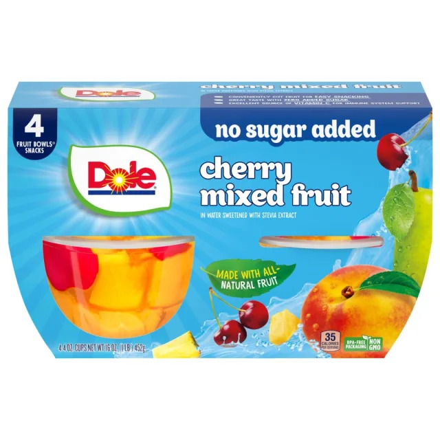 Dole Fruit Bowls Cherry Mixed Fruit in 100% Juice - 4 oz/4pk