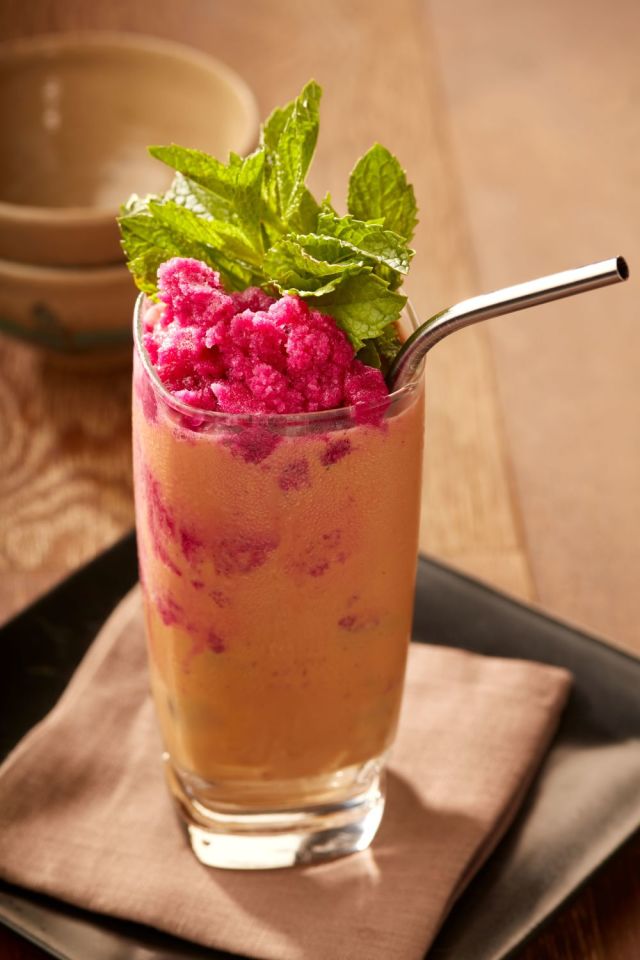 Vietnamese Iced Coffee with Dragon Fruit and Lychee Granita