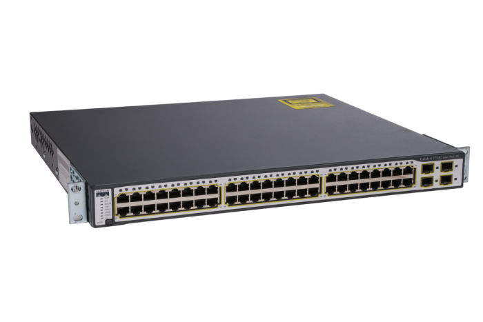 Cisco Catalyst WS-C3750G-48PS-S Switch IP Services License, Port-Side Intake