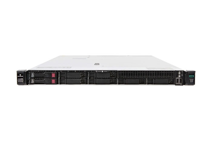 Front view of HP Proliant DL360 Gen10 with 4 x 1.2TB SAS 10k 2.5" HDDs