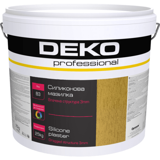 Силиконова мазилка DEKO Professional, B3, влачена структура, за вътрешно и външно приложение