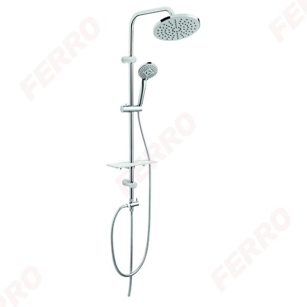 Душ колона Ferro Rondo Lux, със шлаух и ръчен душ, система за лесно почистване