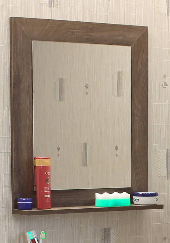 Огледало за баня М-Мебел Картина, PVC 15мм, Стъкло 4мм, стъклена полица и масивни стъклоносачи