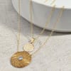 Golden Grass Mandala Necklace with Zirconia and Medal