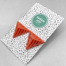 Olive Grey Stripe Triangle Studs: Striking and stylish triangular design 3D printed in lightweight resin.