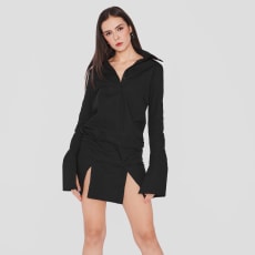 CASCADA | Organic Cotton Shirt Dress in Black
