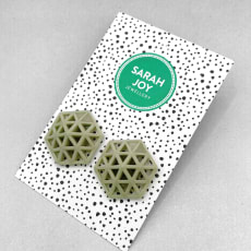 Terracotta Hexagon Geometric Studs: Stylish hexagonal design 3D printed in lightweight resin.