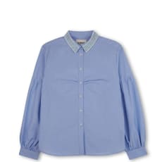 Edi Volume Sleeve Shirt, Pale Blue Recycled Cotton