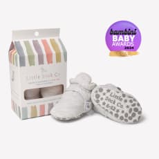 Stay-on, Non-Slip Bootie - Grey Cotton - Perfect pram Slipper or Baby Carrier boot