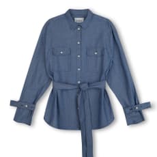 Zadie Boyfriend Shirt, Light Wash Japanese Denim