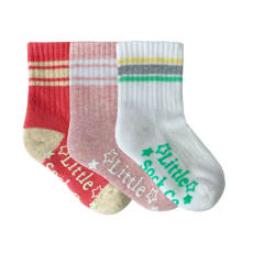 OUTLET - Non-Slip Stay-on Baby & Toddler Organic Quarter Crew Sporty Socks - 3 Pack - Pinks