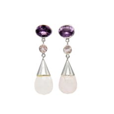 Peitho Post Drop Earrings – Rose Quartz: Subtle and lovely Amethyst and Rose Quartz!