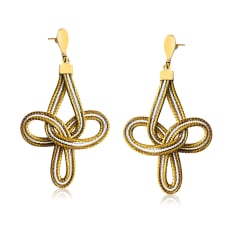 Golden Grass and White Cotton Bow Earring