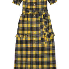 Rosa Puff Sleeve Shirtdress, Yellow Check Lyocell/ Cotton