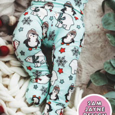 Vihreä 2 in 1 leggings -Winter Wonderland: Super soft bamboo leggings with integrated removable socks