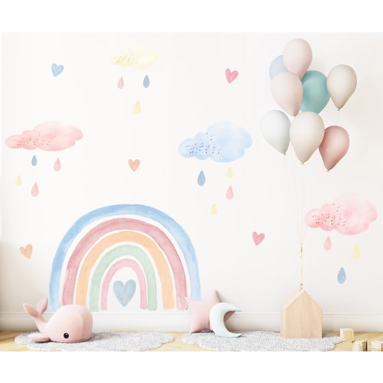 Rainbow & Rain Drops Large Wall Art Composite