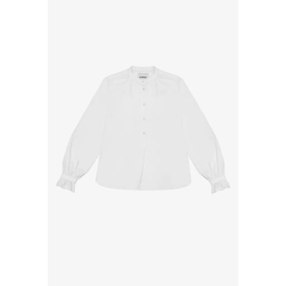 Marie Gather Neck A-Line Blouse, White Recycled Cotton
