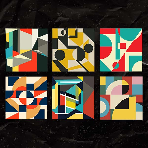 6 Bauhaus Abstract Geometric Patterns & Art Prints (AI + EPS + SVG + PNG)