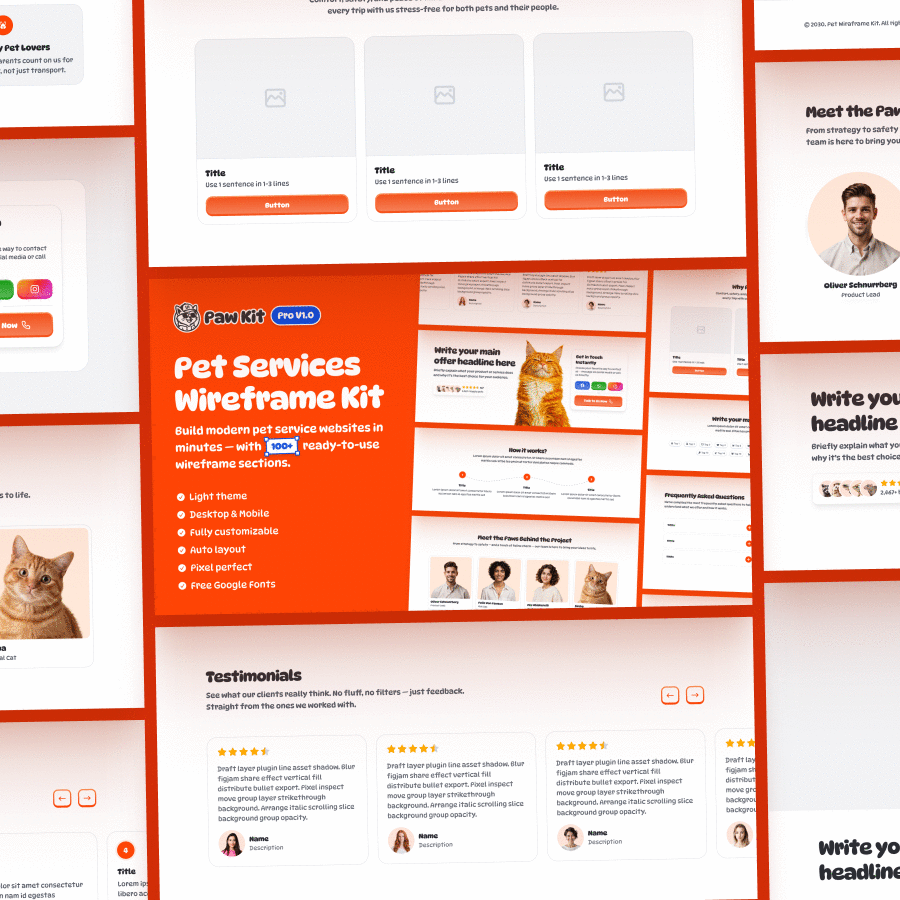 Pet Services Wireframe Kit – v.1