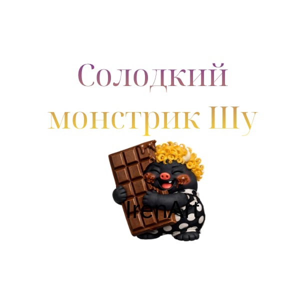 3D шоколадного монстрика Шу з плиткою шоколаду, милий дитячий кліпарт PNG для принтів та стікерів (цифровий малюнок)