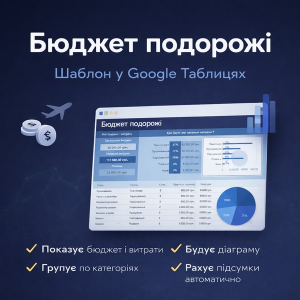Бюджет подорожі — зручний шаблон у Google Таблицях
