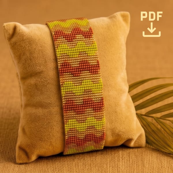 Modern Wavy Loom Pattern: 4-Color Preciosa Bead Bracelet Weaving Design